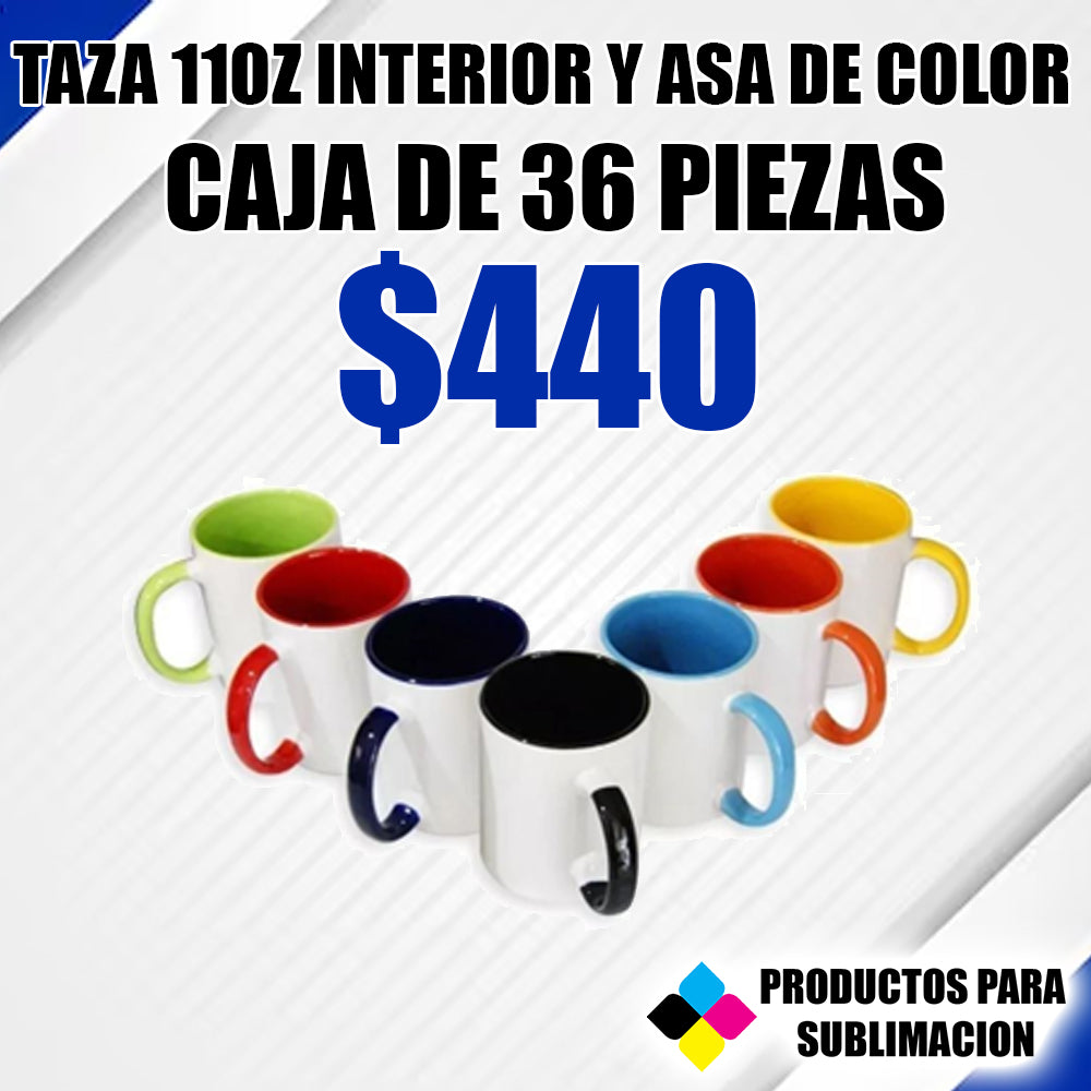 TAZA 11OZ PARA SUBLIMACIÓN  ASA Y INTERIO DE COLOR